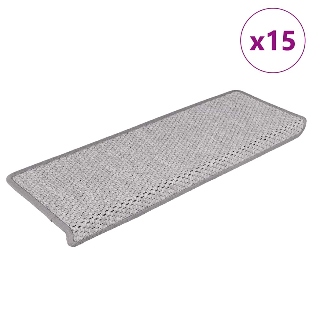 Vidaxl Stair Mats Selflezivni 15 St Sisal Look 65x21x4 cm Platina barva