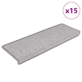 Vidaxl stair mats self-adhesive 15 st sisal look 65x21x4 cm Platina color