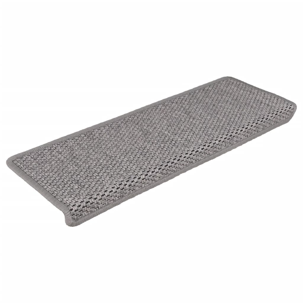 Vidaxl trapmatten zelfklevend 15 st sisal-look 65x21x4cm zilverkleurig