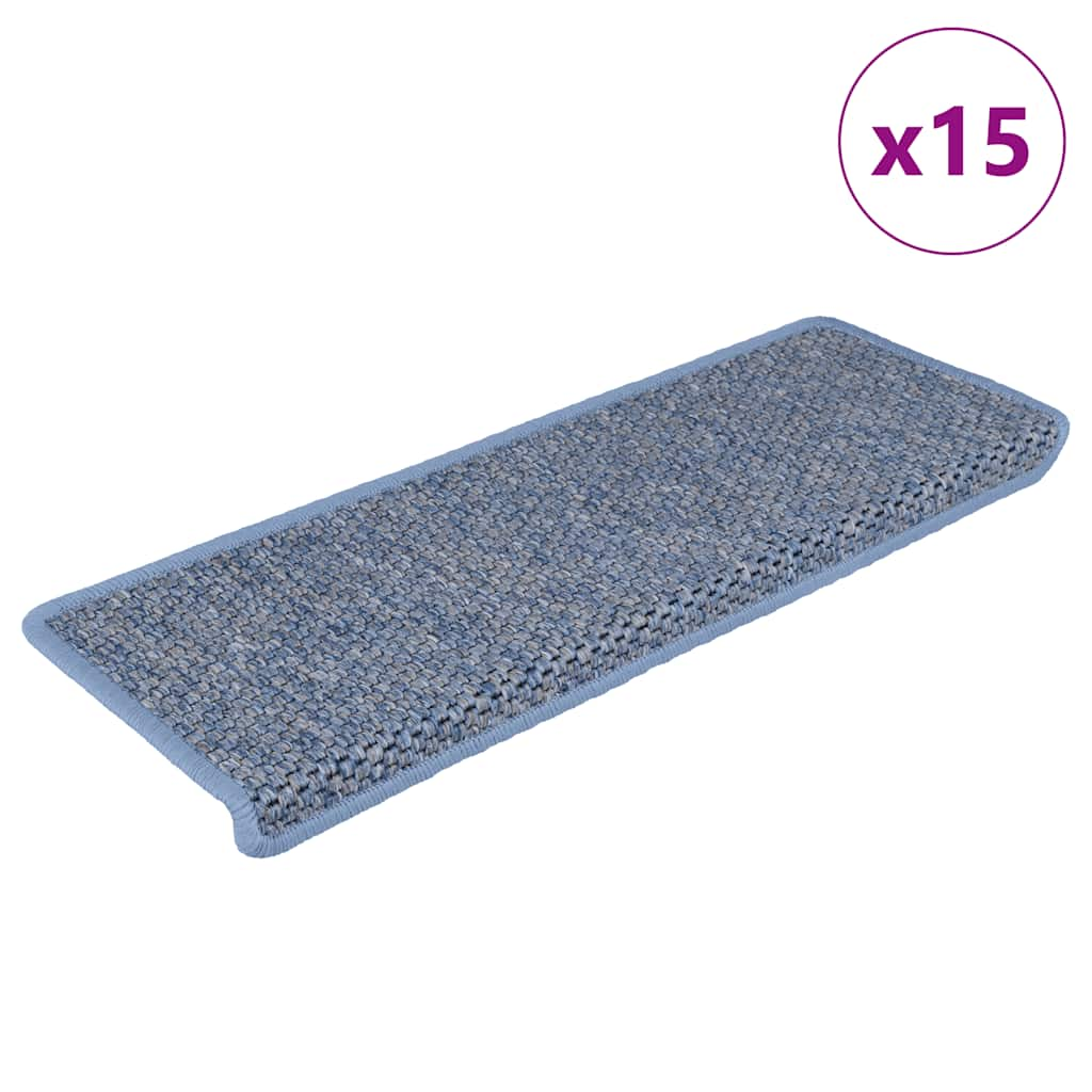 Vidaxl Stair tapis auto-adhésifs 15 st sisal look 65x21x4 cm bleu