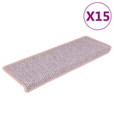 Vidaxl trapmatten zelfklevend 15 st sisal-look 65x21x4 cm roze