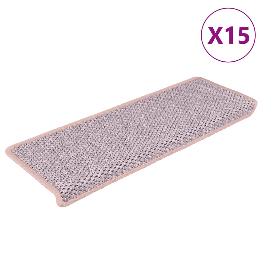 VidaXL stair mats Self-adhesive 15 st sisal look 65x21x4 cm pink