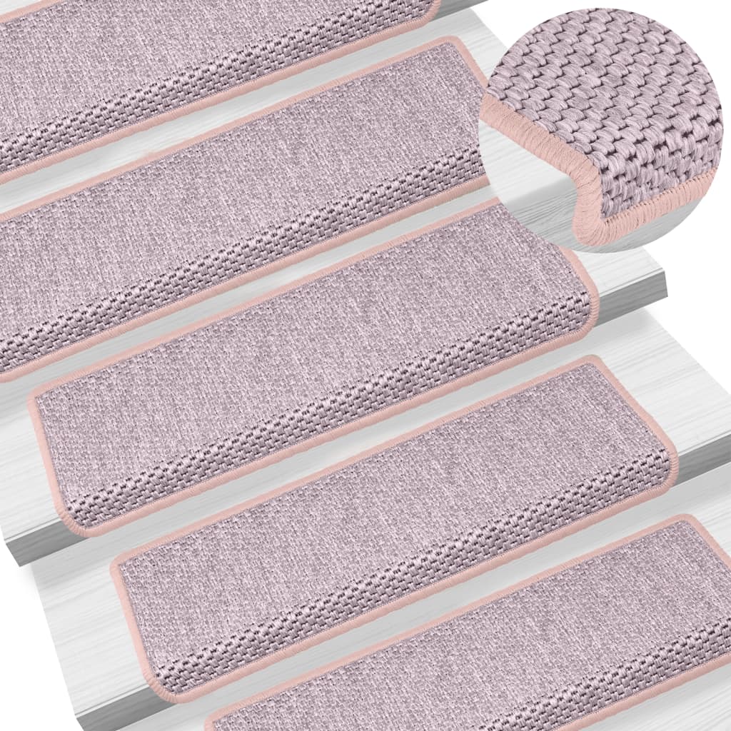 VidaXL stair mats Self-adhesive 15 st sisal look 65x21x4 cm pink