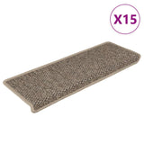 Esteras de escalera de Vidaxl autoadhesivo 15 SISAL SISAL 65X21X4 cm Beige oscuro