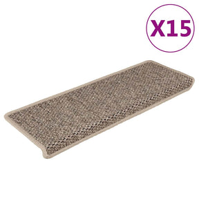 Vidaxl trapmatten zelfklevend 15 st sisal-look 65x21x4 cm donkerbeige
