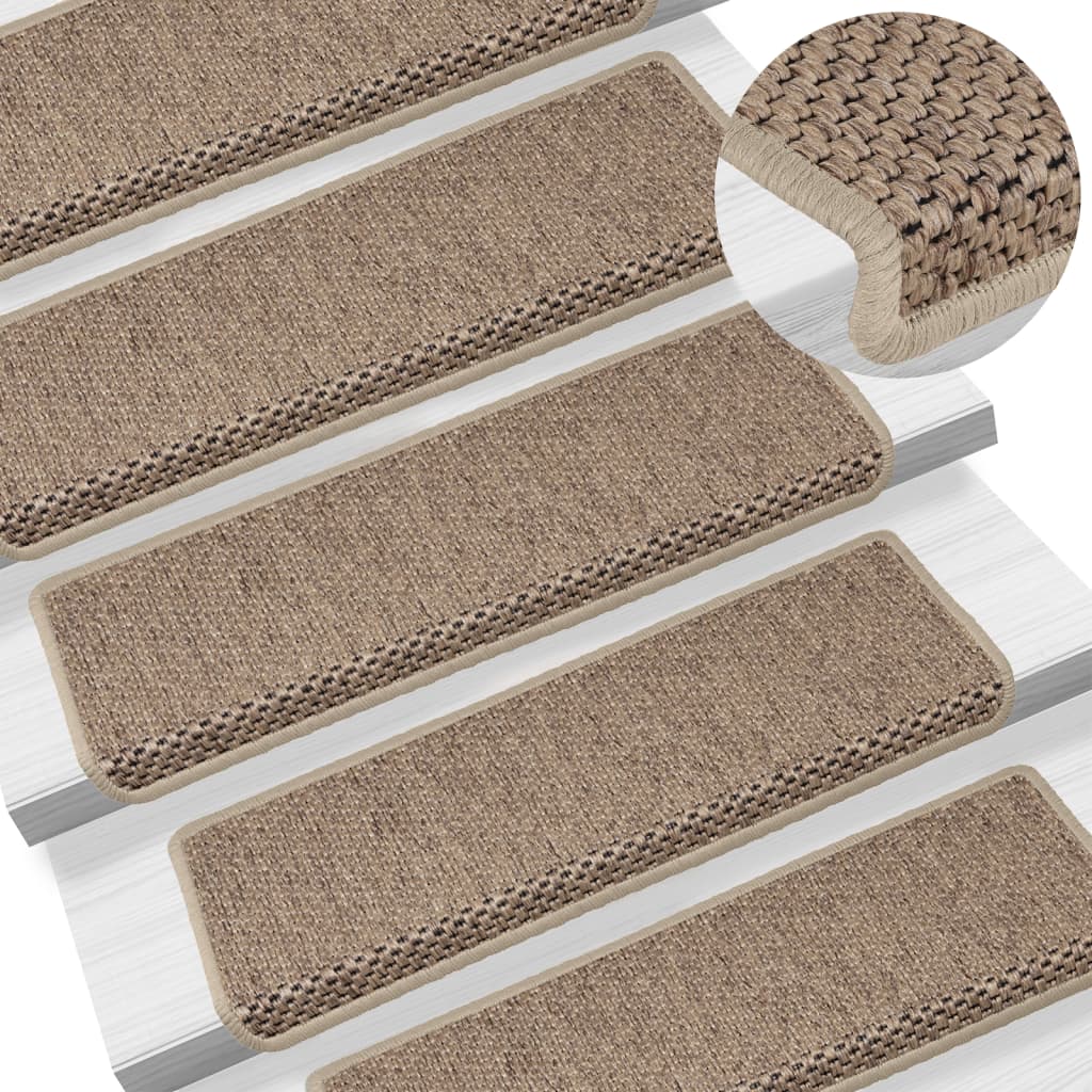 Vidaxl Stair Mats Selvklæbende 15 St. Sisal Look 65x21x4 cm sandfarvet