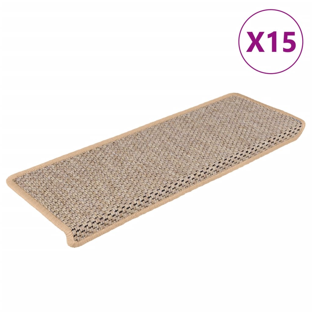 Vidaxl Stair Maty samoprzylepne 15 St Sisal Look 65x21x4 cm lekki beż