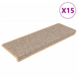 Vidaxl Stair Maty samoprzylepne 15 St Sisal Look 65x21x4 cm lekki beż