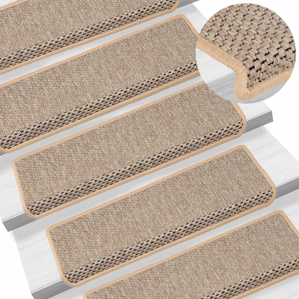 Vidaxl Stair Maty samoprzylepne 15 St Sisal Look 65x21x4 cm lekki beż