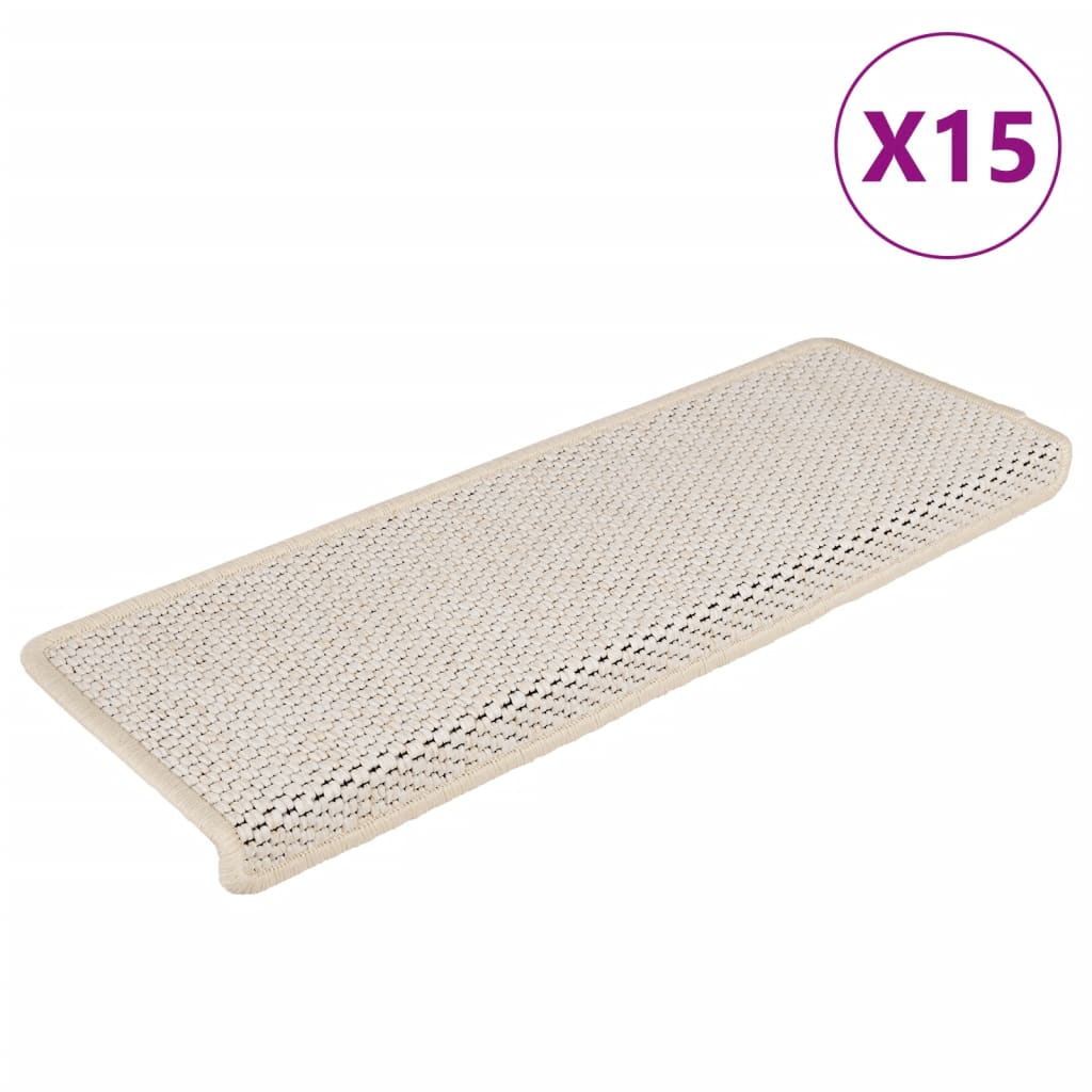 Vidaxl stair mats self-adhesive 15 st sisal look 65x21x4 cm cream-colored