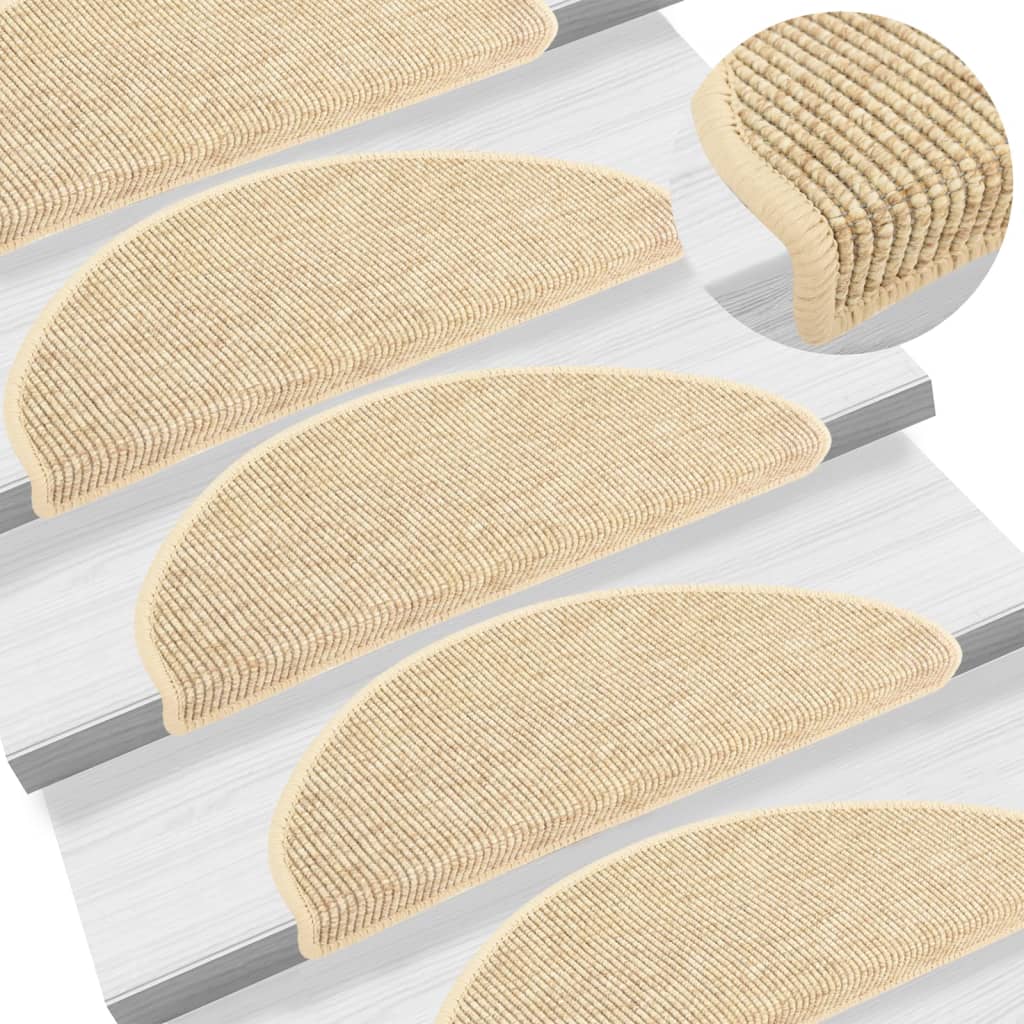 Vidaxl-Treppenmatten selbstklebend 15 St. Sisal Look 65x21x4 cm Beige