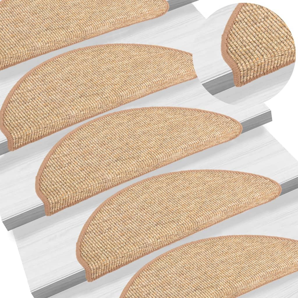 Vidaxl stair mats self -adhesive 15 st 65x21x4 cm light brown