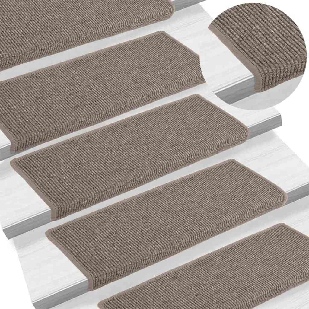 Vidaxl trapmatten 15 st 65x21x4 cm donkerbeige rechthoekige rand
