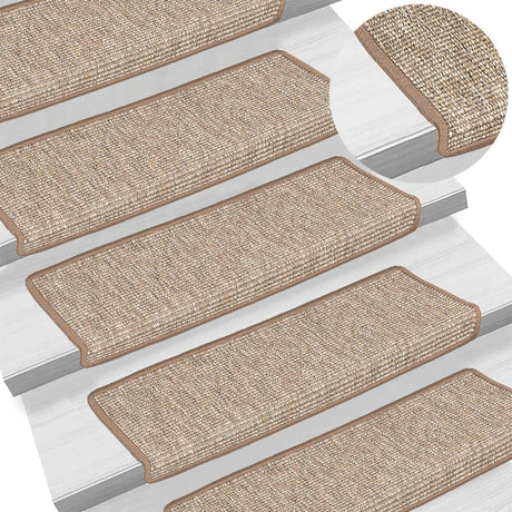 Vidaxl trapmatten 15 st 65x21x4 cm lichtbruin met rechthoekige rand