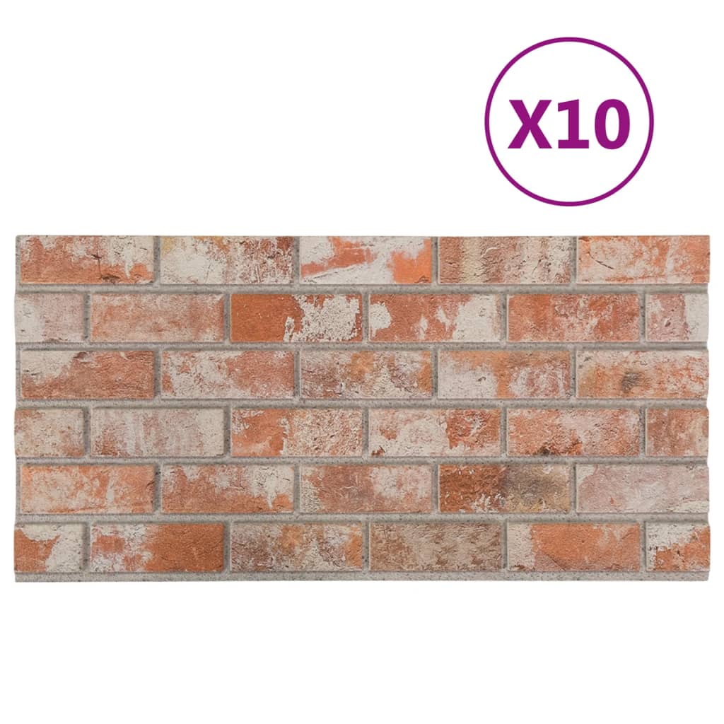 Vidaxl 10 paneles de pared 3d Eps de ladrillo rojo