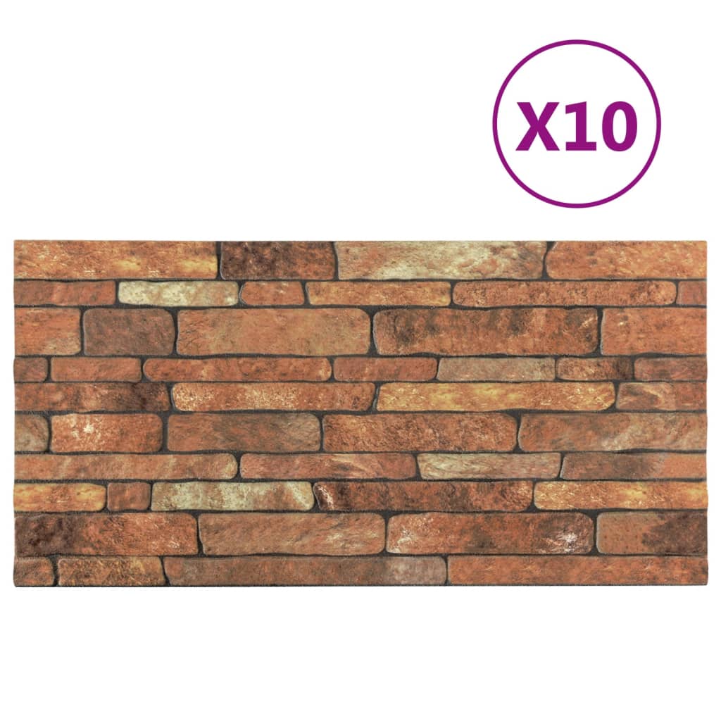 Vidaxl 10 st vægpaneler 3D Brown Brick EPS