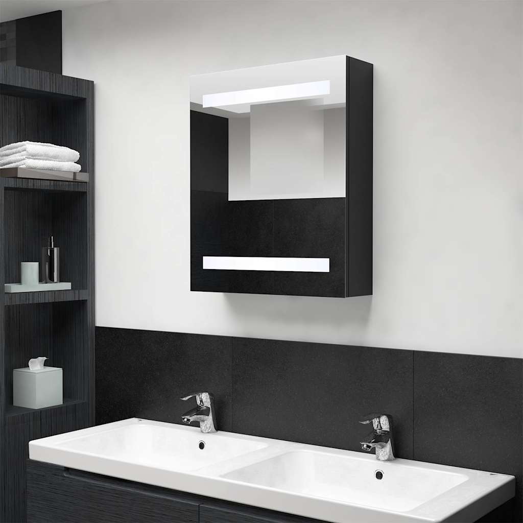 Vidaxl badkamerkast met spiegel en led 50x14x60 cm zwart