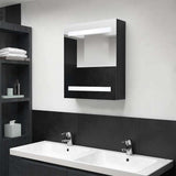 Vidaxl badkamerkast met spiegel en led 50x14x60 cm zwart