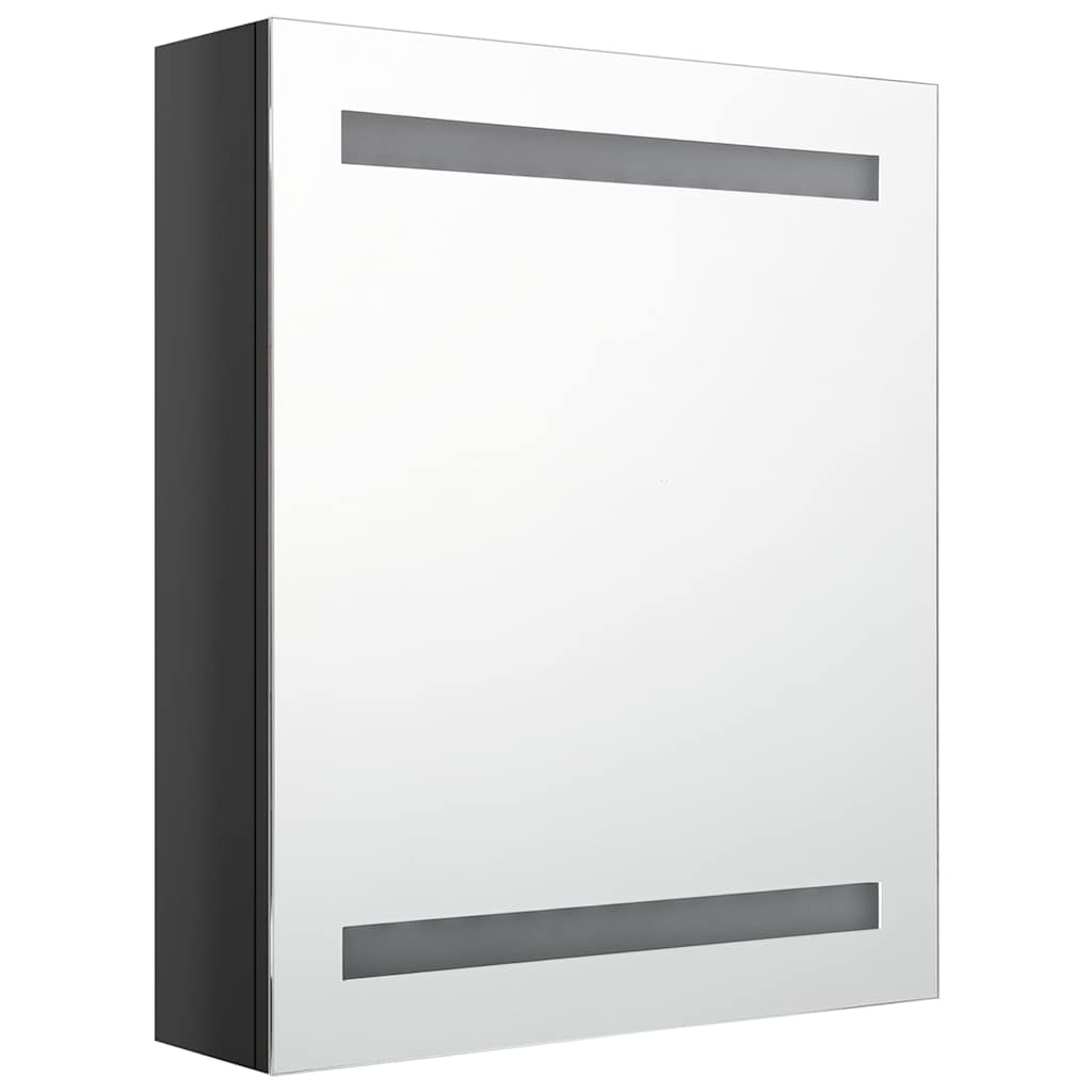 Vidaxl badkamerkast met spiegel en led 50x14x60 cm glanzend zwart