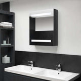 Vidaxl badkamerkast met spiegel en led 50x14x60 cm glanzend zwart