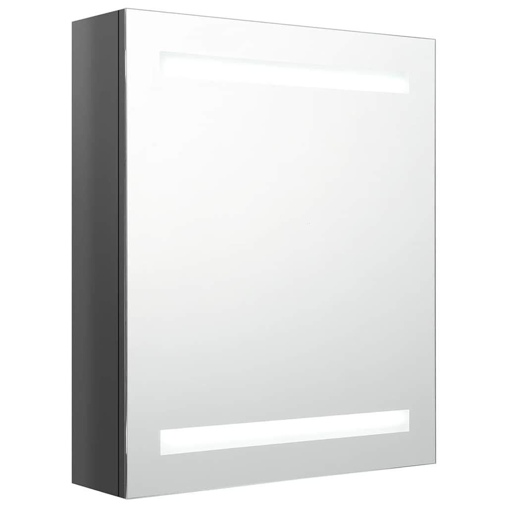 Vidaxl badkamerkast met spiegel led 50x14x60 cm glanzend grijs