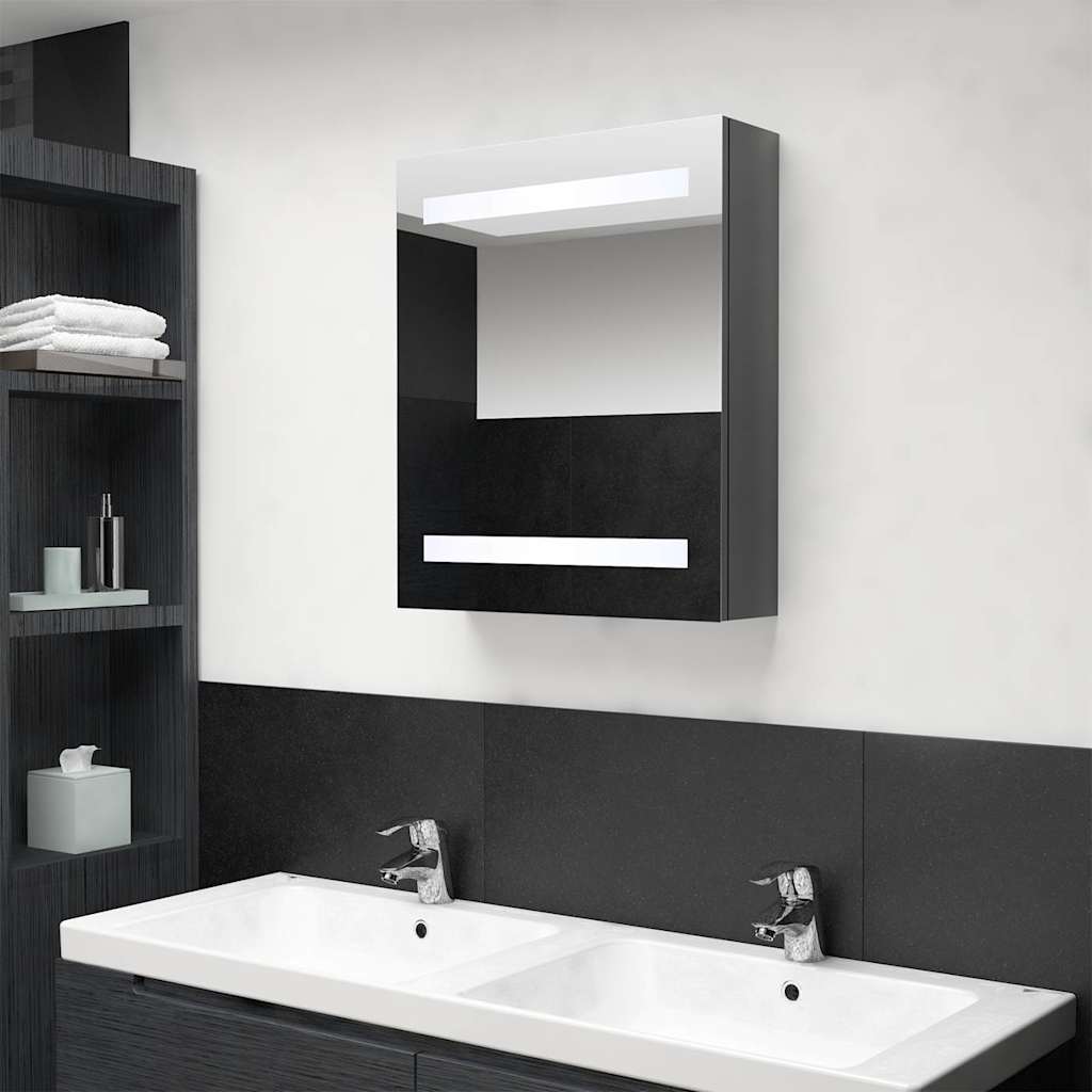 Vidaxl badkamerkast met spiegel led 50x14x60 cm glanzend grijs