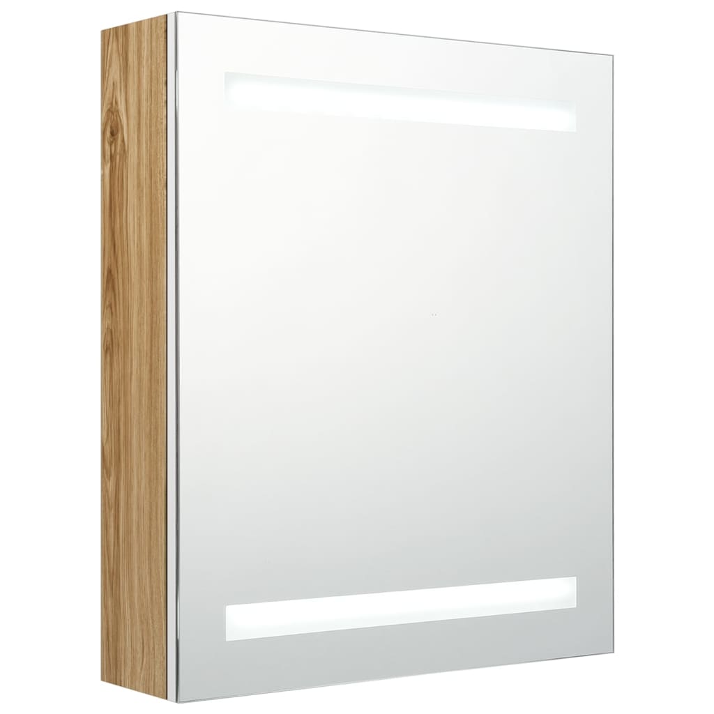 Vidaxl badkamerkast met spiegel en led 50x14x60 cm wit eikenkleurig