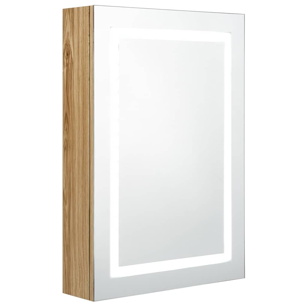 Vidaxl badkamerkast met spiegel en led 50x13x70 cm eikenkleurig