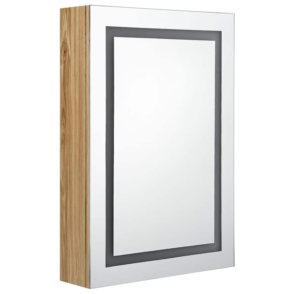 Vidaxl badkamerkast met spiegel en led 50x13x70 cm eikenkleurig