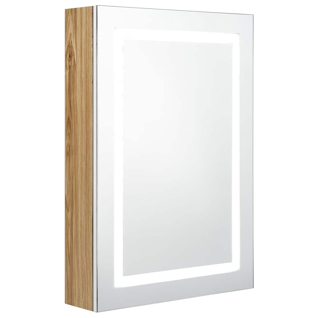 Vidaxl badkamerkast met spiegel en led 50x13x70 cm wit en eikenkleurig