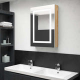 Vidaxl badkamerkast met spiegel en led 50x13x70 cm wit en eikenkleurig