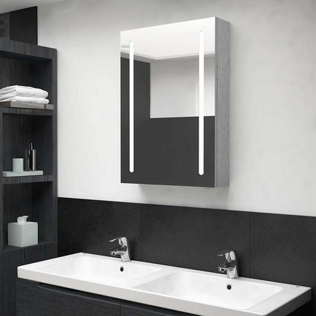Vidaxl badkamerkast met spiegel en led 50x13x70 cm betongrijs