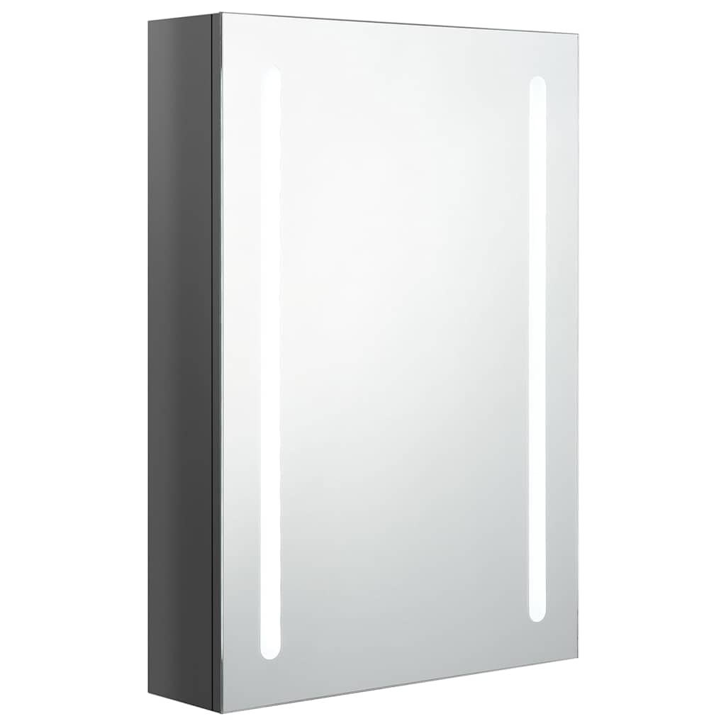 Vidaxl badkamerkast met spiegel en led 50x13x70 cm glanzend grijs