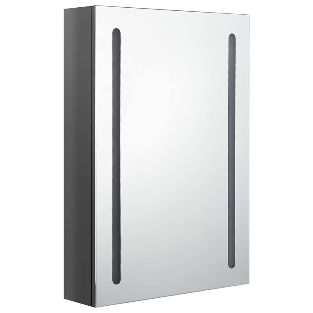 Vidaxl badkamerkast met spiegel en led 50x13x70 cm glanzend grijs