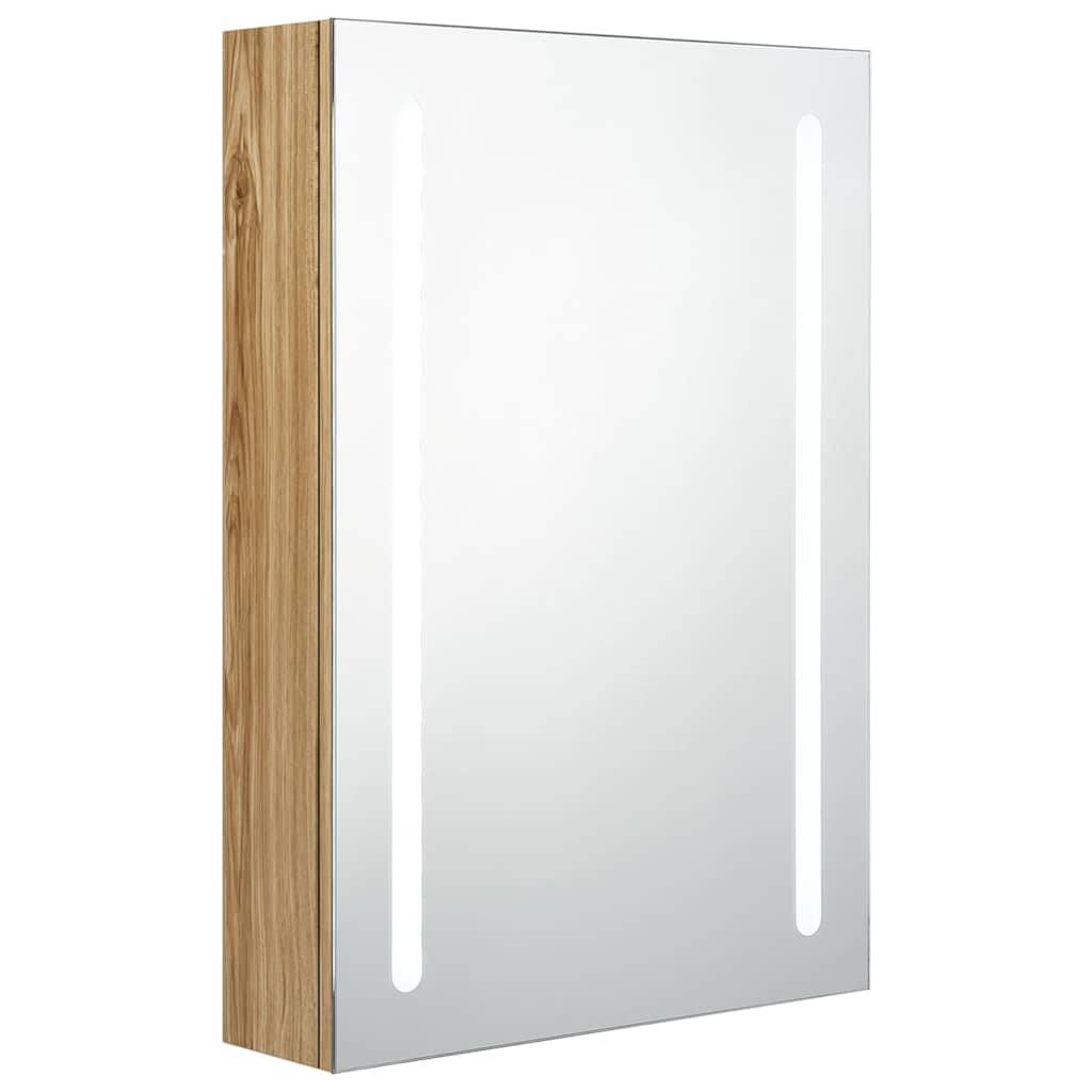 Vidaxl badkamerkast met spiegel en led 50x13x70 cm eikenkleurig