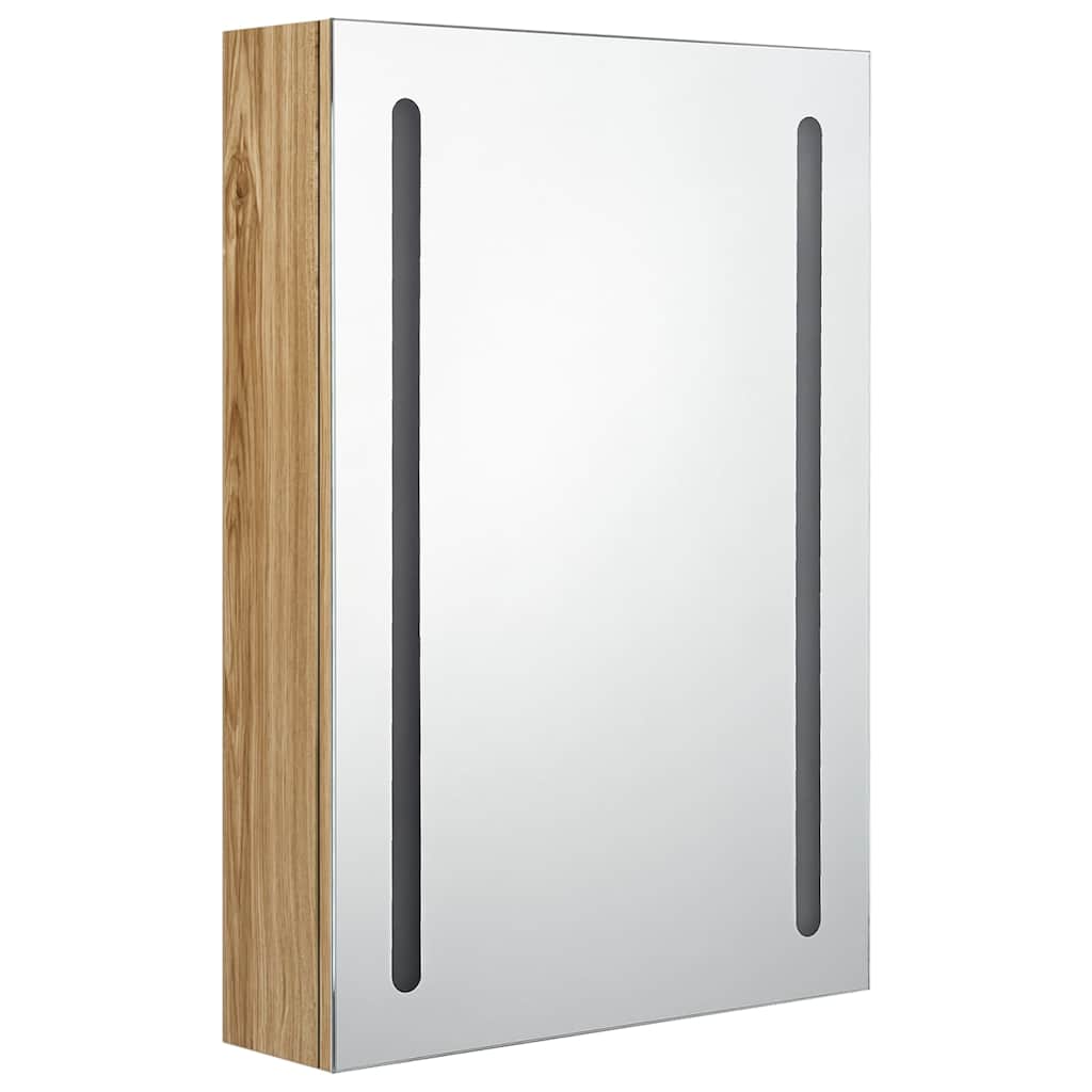 Vidaxl badkamerkast met spiegel en led 50x13x70 cm eikenkleurig