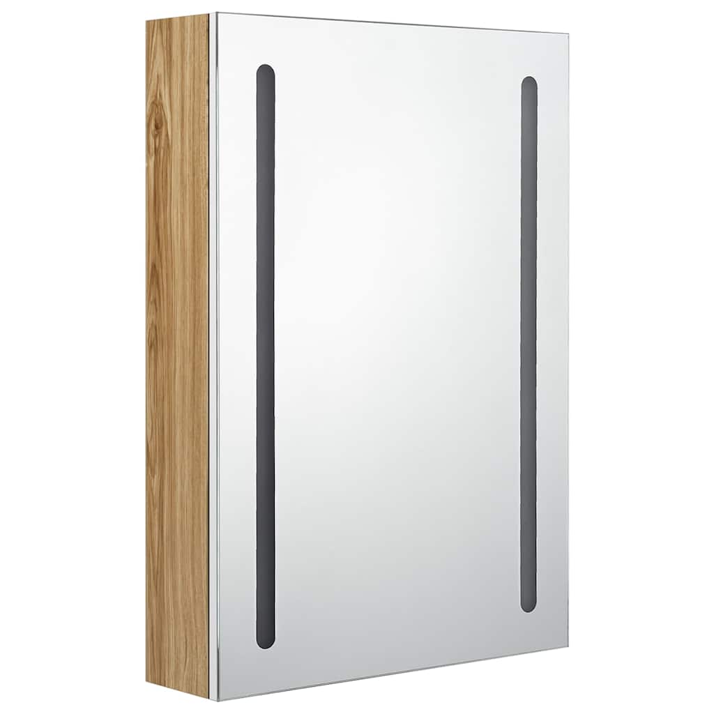 Vidaxl badkamerkast met spiegel en led 50x13x70 cm wit en eikenkleurig