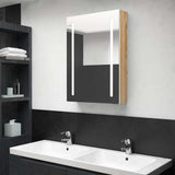 Vidaxl badkamerkast met spiegel en led 50x13x70 cm wit en eikenkleurig