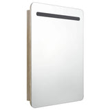 Vidaxl badkamerkast met spiegel en led 60x11x80 cm eikenkleurig
