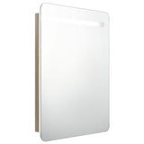 Vidaxl badkamerkast met spiegel en led 60x11x80 cm wit en eikenkleurig