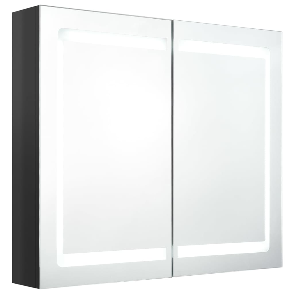 Vidaxl badkamerkast met spiegel en led 80x12x68 cm glanzend zwart