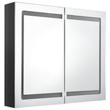 Vidaxl badkamerkast met spiegel en led 80x12x68 cm glanzend zwart