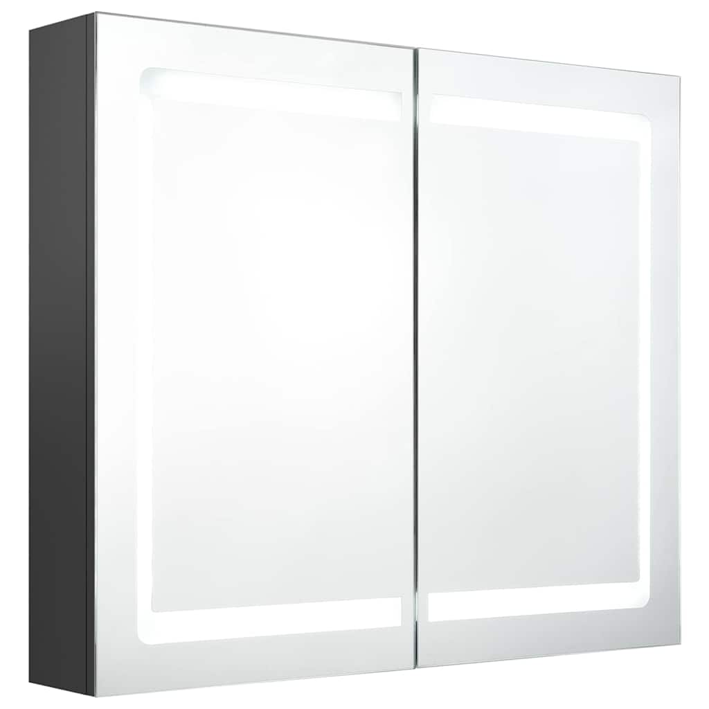 Vidaxl badkamerkast met spiegel en led 80x12x68 cm grijs