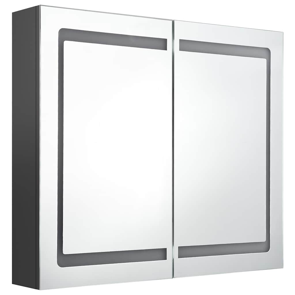 Vidaxl badkamerkast met spiegel en led 80x12x68 cm grijs