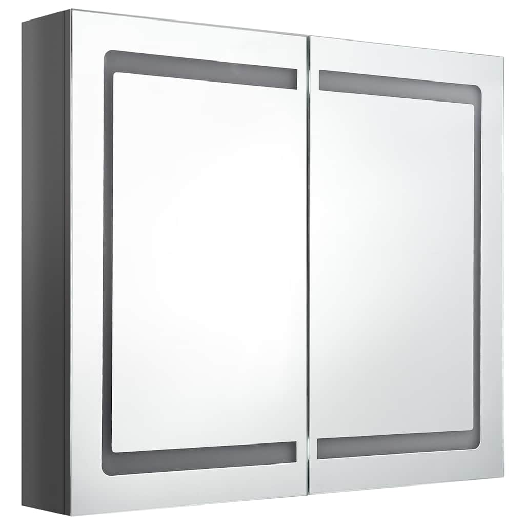 Vidaxl badkamerkast met spiegel en led 80x12x68 cm glanzend grijs