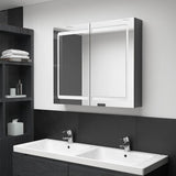 Vidaxl badkamerkast met spiegel en led 80x12x68 cm glanzend grijs