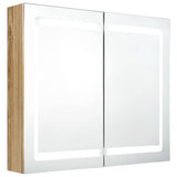 Vidaxl badkamerkast met spiegel en led 80x12x68 cm eikenkleurig