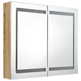 Vidaxl badkamerkast met spiegel en led 80x12x68 cm eikenkleurig
