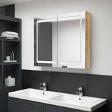 Vidaxl badkamerkast met spiegel en led 80x12x68 cm eikenkleurig