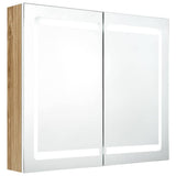 Vidaxl badkamerkast met spiegel en led 80x12x68 cm wit en eikenkleurig